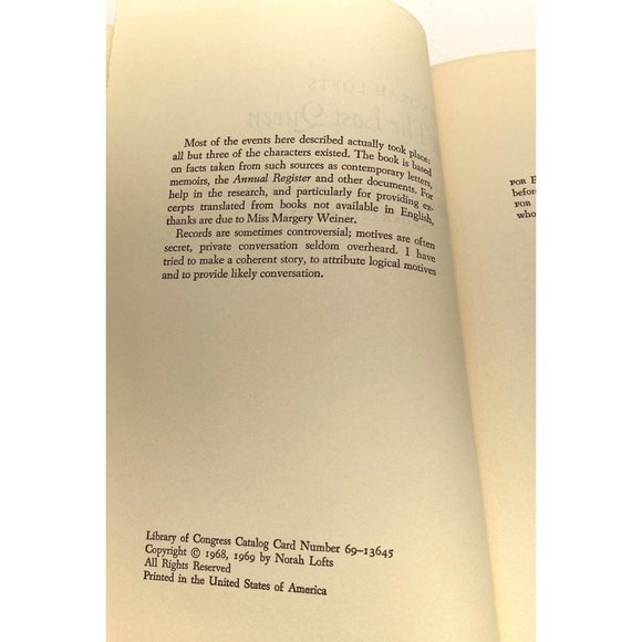 The Lost Queen by Norah Lofts Book Club Edition Princess Caroline Matilda 1969 - Picture 6 of 11